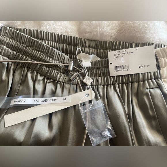 JONATHAN SIMKHAI Satin Crepe Green Track Pants - Picture 6 of 9